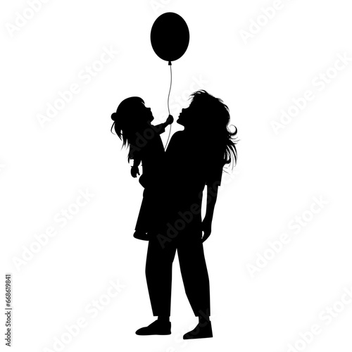 silhouette of mother and daughter
