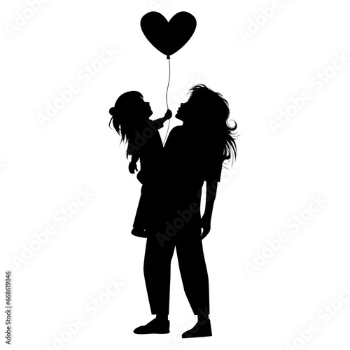 silhouette of mother and daughter