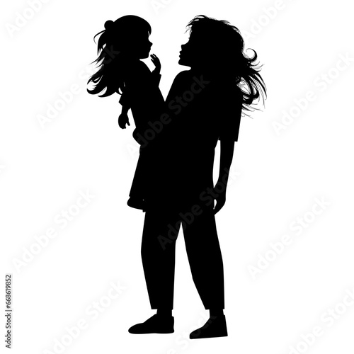 silhouette of mother and daughter