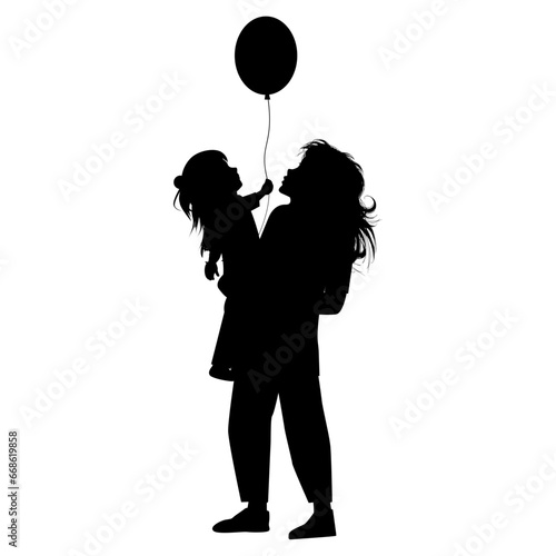 silhouette of mother and daughter