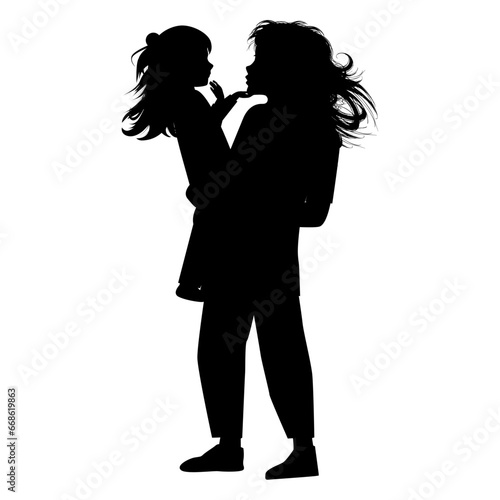 silhouette of mother and daughter