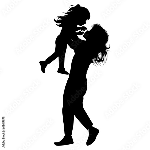 silhouette of mother and daughter