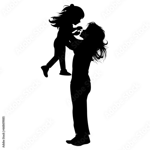 silhouette of mother and daughter