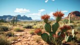 A blooming saguaro cactus in the desert. Generative AI.