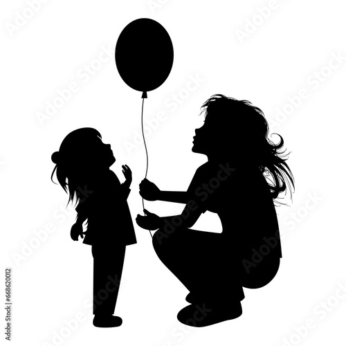 silhouette of mother and daughter