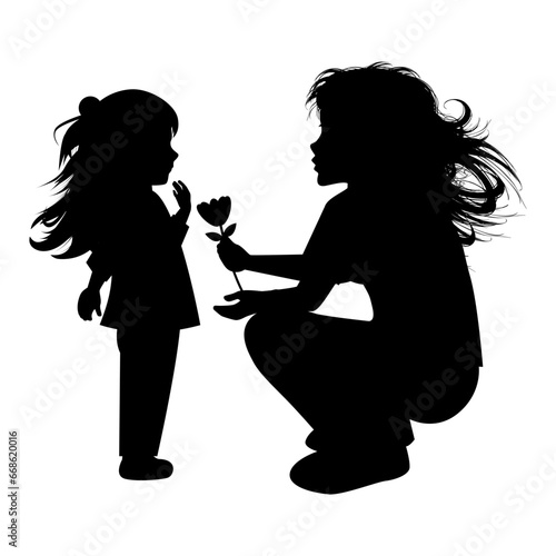 silhouette of mother and daughter
