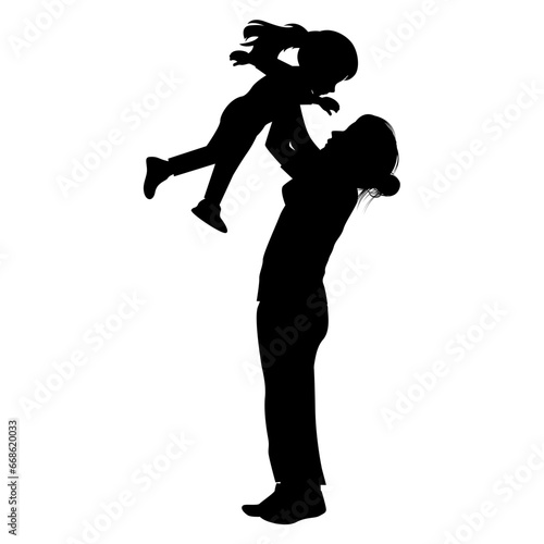 silhouette of mother and daughter