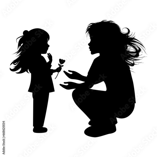 silhouette of mother and daughter