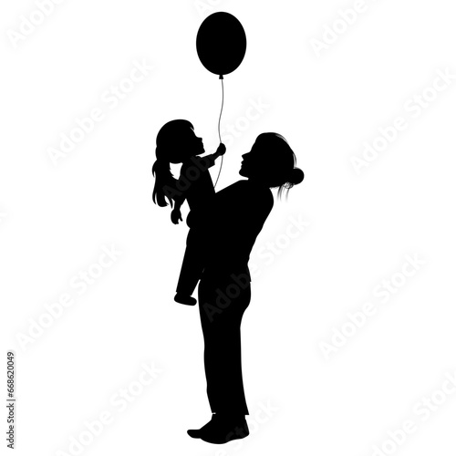 silhouette of mother and daughter