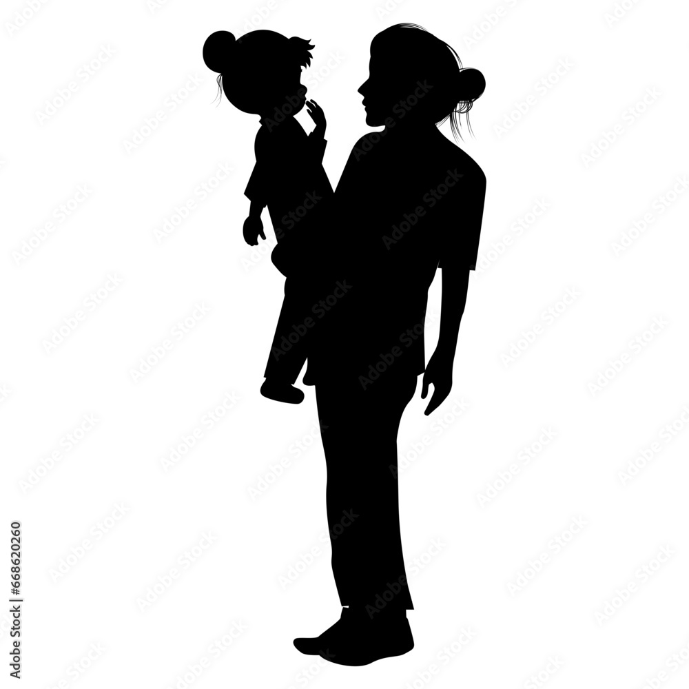 silhouette of mother and daughter