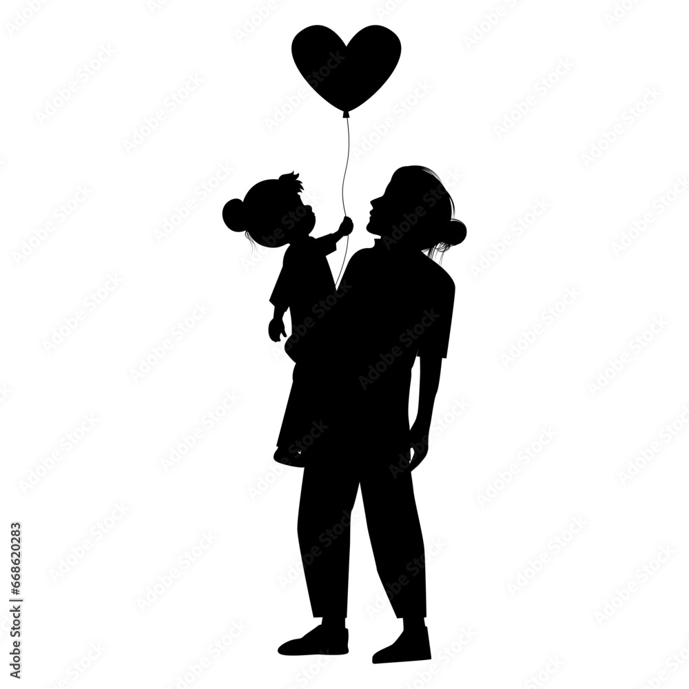 silhouette of mother and daughter silhouette of mother and daughter