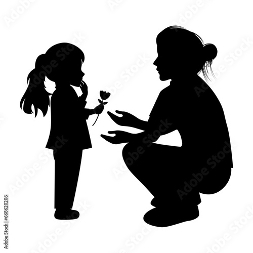 silhouette of mother and daughter