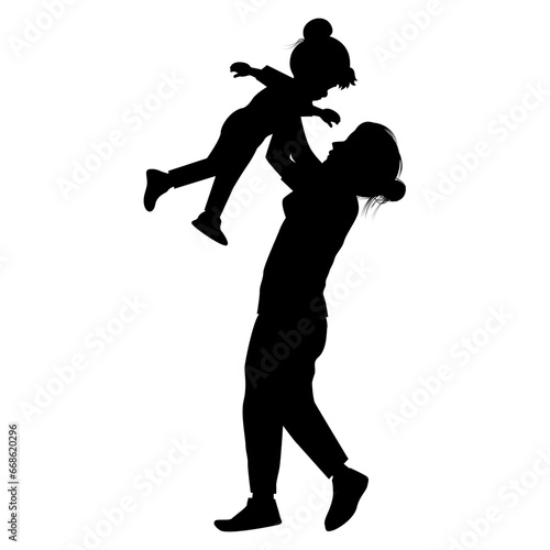 silhouette of mother and daughter