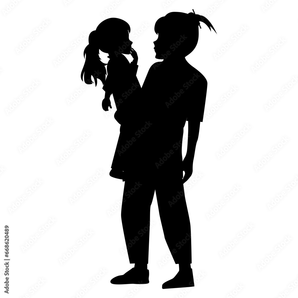 silhouette of mother and daughter