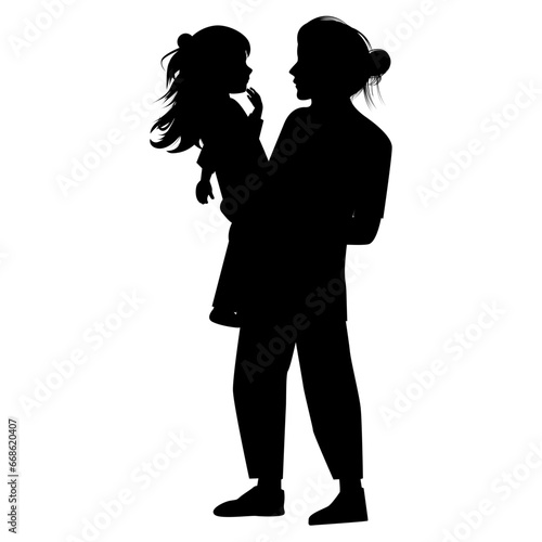 silhouette of mother and daughter