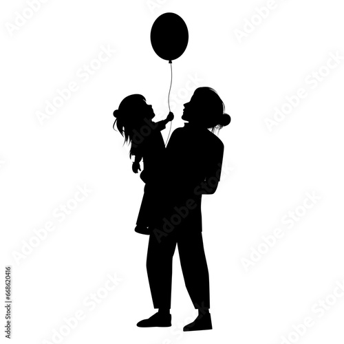silhouette of mother and daughter