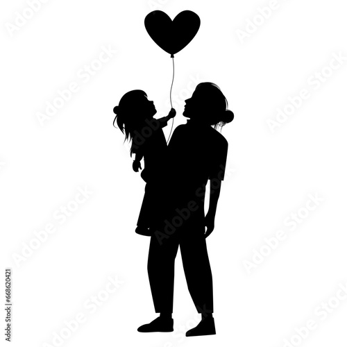 silhouette of mother and daughter
