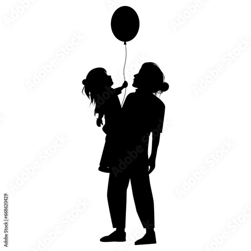 silhouette of mother and daughter