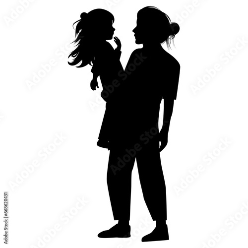 silhouette of mother and daughter