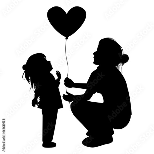 silhouette of mother and daughter