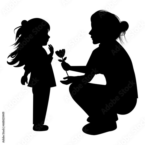 silhouette of mother and daughter
