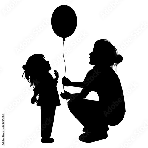 silhouette of mother and daughter