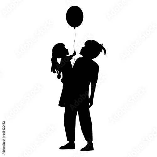 silhouette of mother and daughter