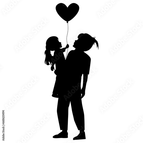 silhouette of mother and daughter