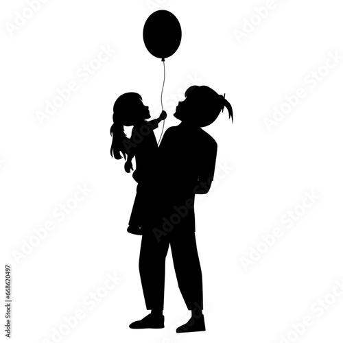 silhouette of mother and daughter