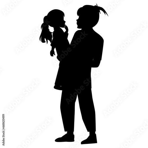 silhouette of mother and daughter
