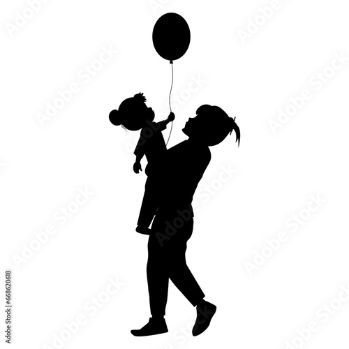 silhouette of mother and daughter