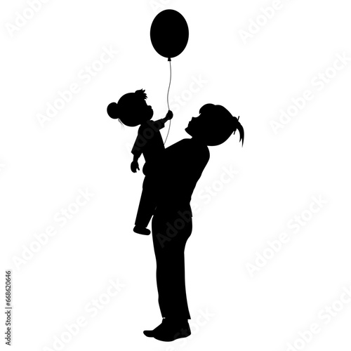 silhouette of mother and daughter