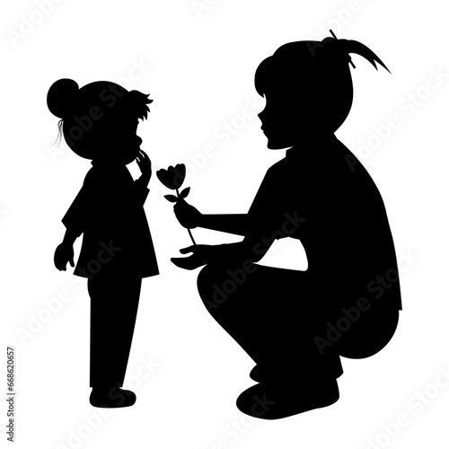 silhouette of mother and daughter