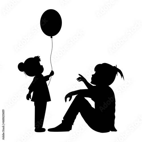 silhouette of mother and daughter