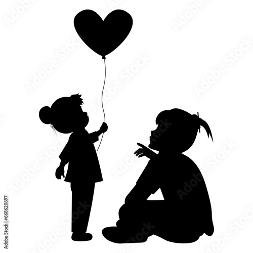 silhouette of mother and daughter