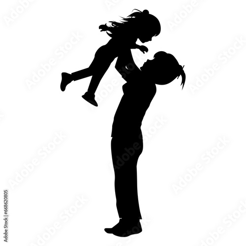 silhouette of mother and daughter
