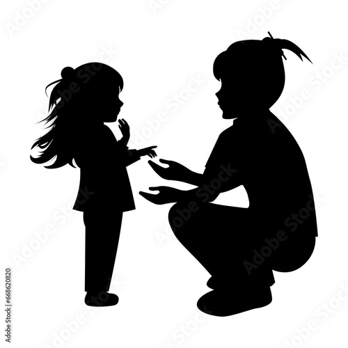 silhouette of mother and daughter