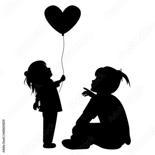 silhouette of mother and daughter
