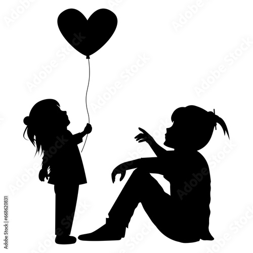 silhouette of mother and daughter