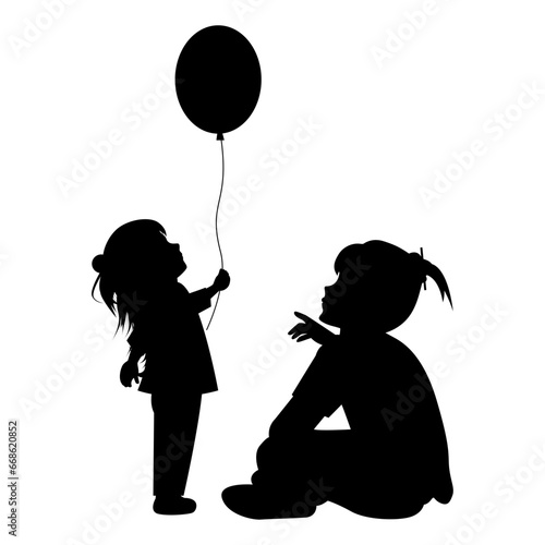 silhouette of mother and daughter