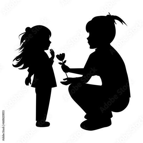 silhouette of mother and daughter