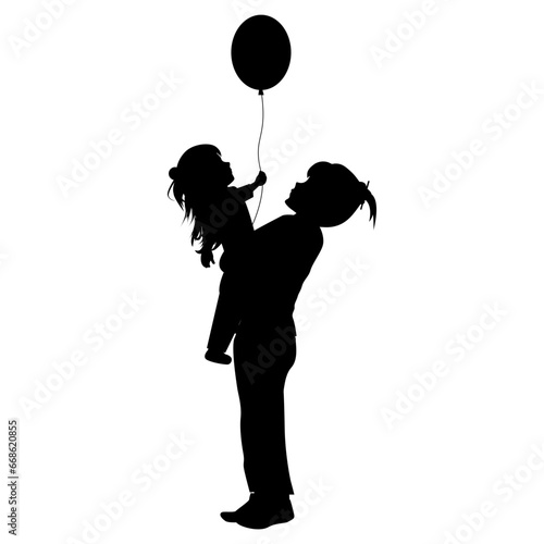 silhouette of mother and daughter