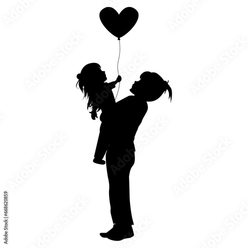 silhouette of mother and daughter