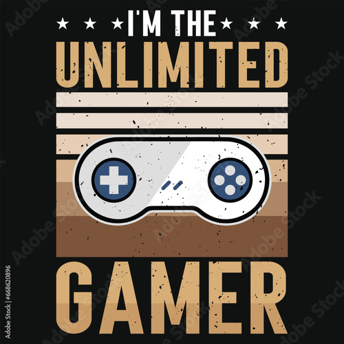 Best gaming or gamer typography vintage graphics tshirt design