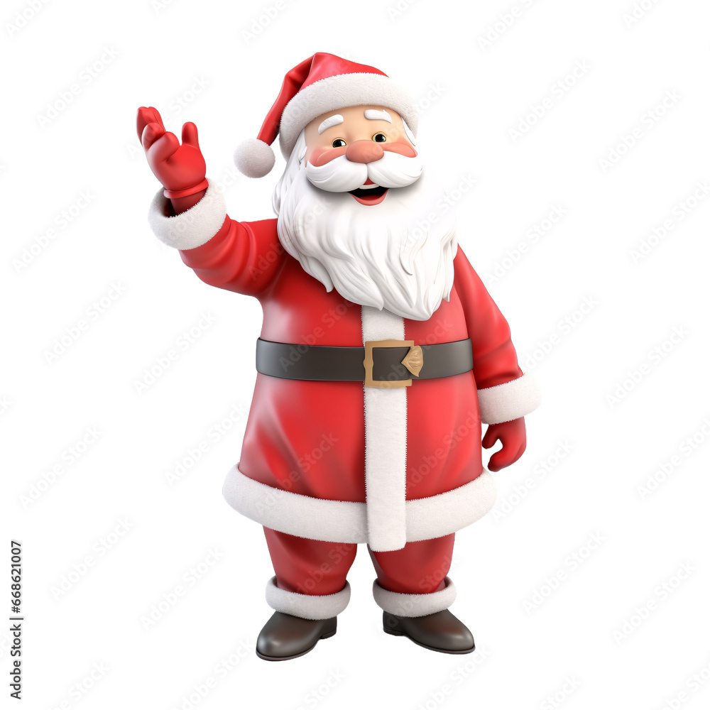Cartoon happy Santa Claus, Christmas 3d toy isolated on transparent white background Cartoon happy Santa Claus, Christmas 3d toy isolated on transparent white background