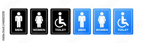 Toilet gender icons. Different styles, man, woman icons for toilets. Vector icons