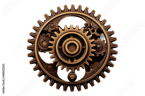 Mysterious Steampunk Gear Contraption Isolated on Transparent Background