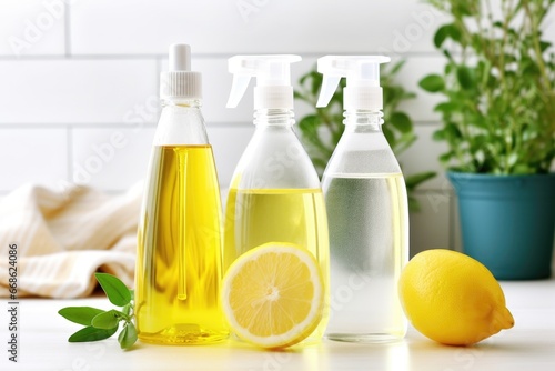 homemade cleaning products in spray bottles