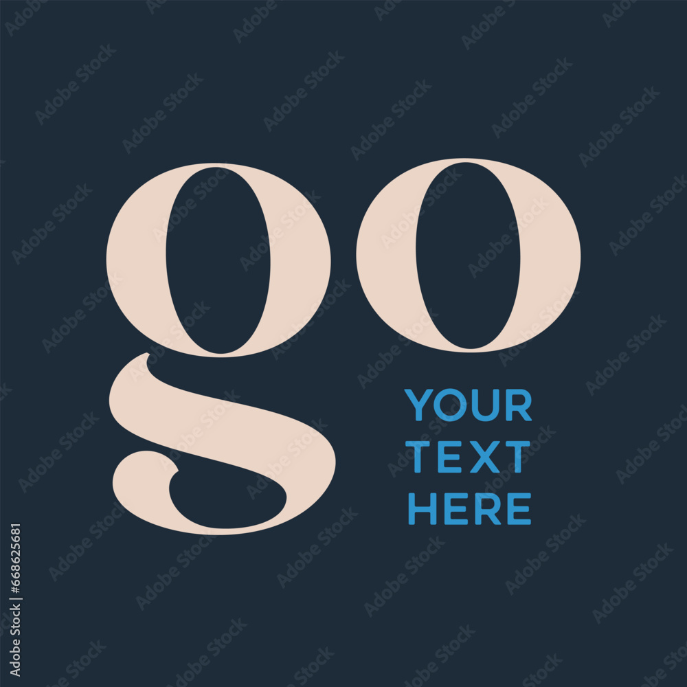 GO monogram logo signature icon. Elegant alphabet initials. Lowercase ...