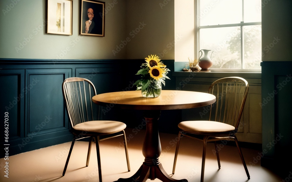 Sunny Minimalism Elegant Dining Room Interiors with a Touch of Home ai generated Sunny Minimalism Elegant Dining Room Interiors with a Touch of Home ai generated